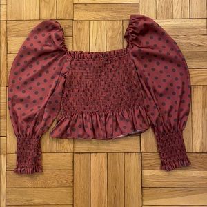 Zara Smocked Silky Top